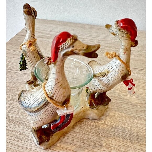Vintage Tii Santa Geese Votive Candle Holder Decor Christmas Whimsical Eclectic - Picture 1 of 8